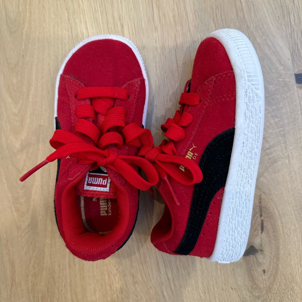 Puma toddler red suede sneakers size 8